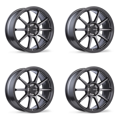 (set of 4) Enkei PX-10 Gunmetal | 18x8" +45mm | 5x100mm Wheels