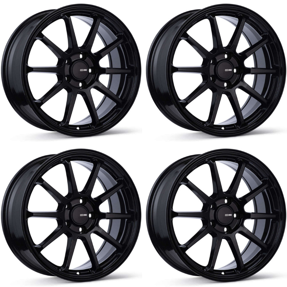 (set of 4) Enkei PX-10 Gloss Black | 19x8" +45mm | 5x112mm Wheel