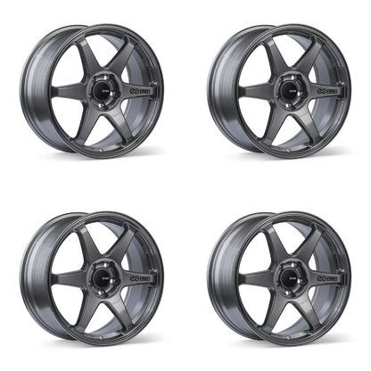 (set of 4) Enkei T6R Gloss Gunmetal | 17x8" +40mm | 5x114.3mm Wheels