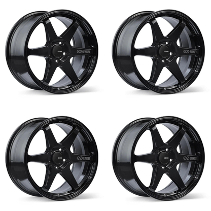 (set of 4) Enkei T6R Gloss Black | 17x8" +45mm | 5x100mm Wheels