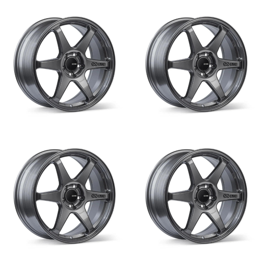 (set of 4) Enkei T6R Gloss Gunmetal | 17x8" +45mm | 5x100mm Wheels