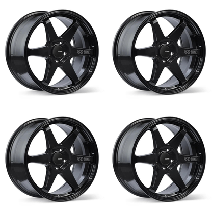 (set of 4) Enkei T6R Gloss Black | 17x9" +45mm | 5x100mm Wheels