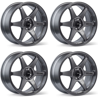 (set of 4) Enkei T6R Gloss Gunmetal | 17x9" +45mm | 5x100mm Wheel