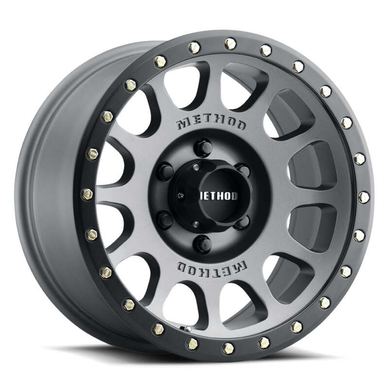 (set of 4) Method MR305 NV Titanium - Matte Black Lip | 18x9" +18mm | 6x5.5in Wheel
