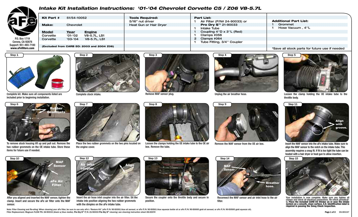 aFe Magnum FORCE Stage-2 Cold Air Intake | Chevy Corvette C5/Z06 (97-04) (54-10052)