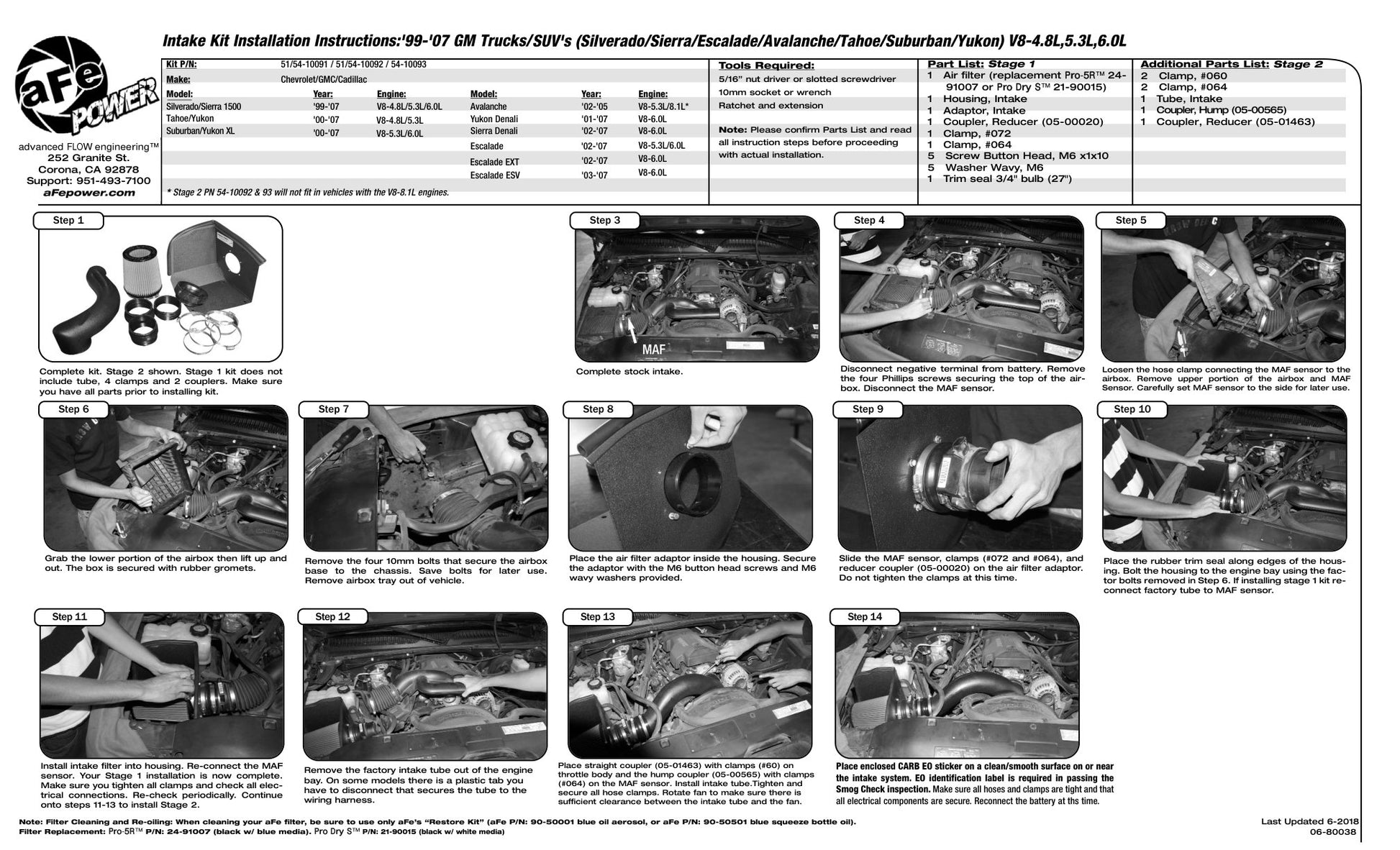aFe Magnum FORCE Stage-2 Cold Air Intake | GM Trucks/SUVs V8 4.8/5.3L (99-07) (54-10092)
