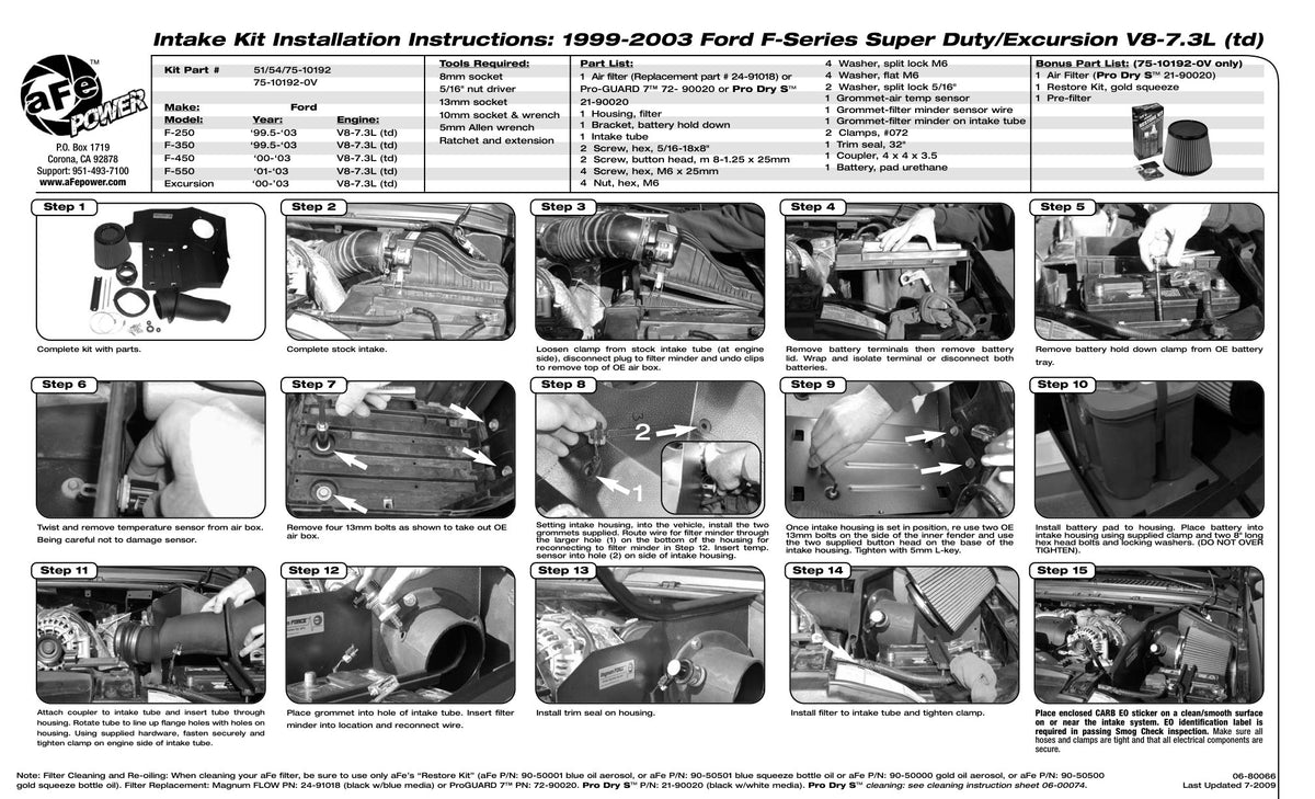 aFe Magnum FORCE Stage-2 Cold Air Intake | Ford 7.3L V8 Diesel (99-03) (54-10192)