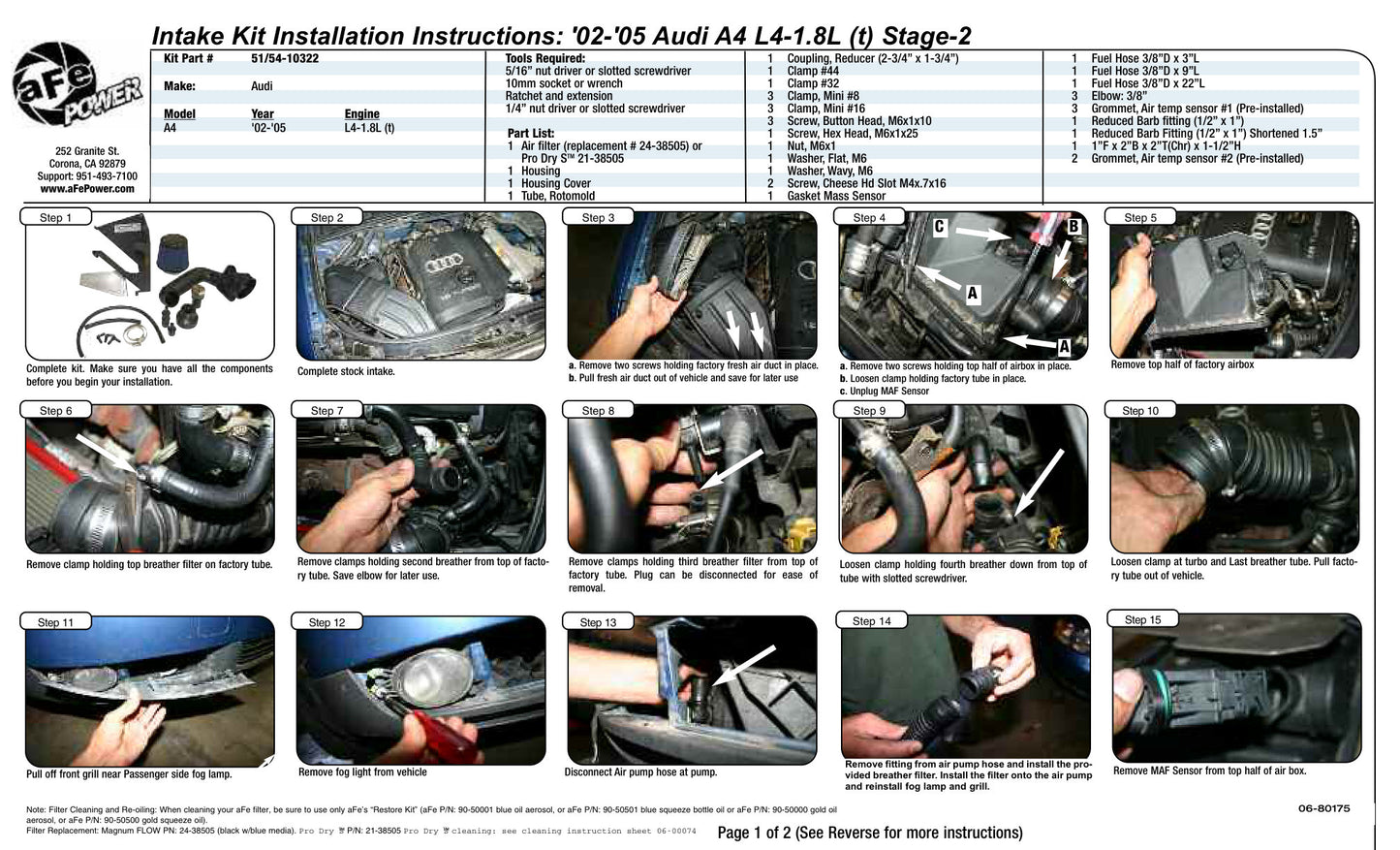 aFe Magnum FORCE Stage-2 Cold Air Intake | Audi A4 (02-05) L4-1.8L (t) (54-10322)
