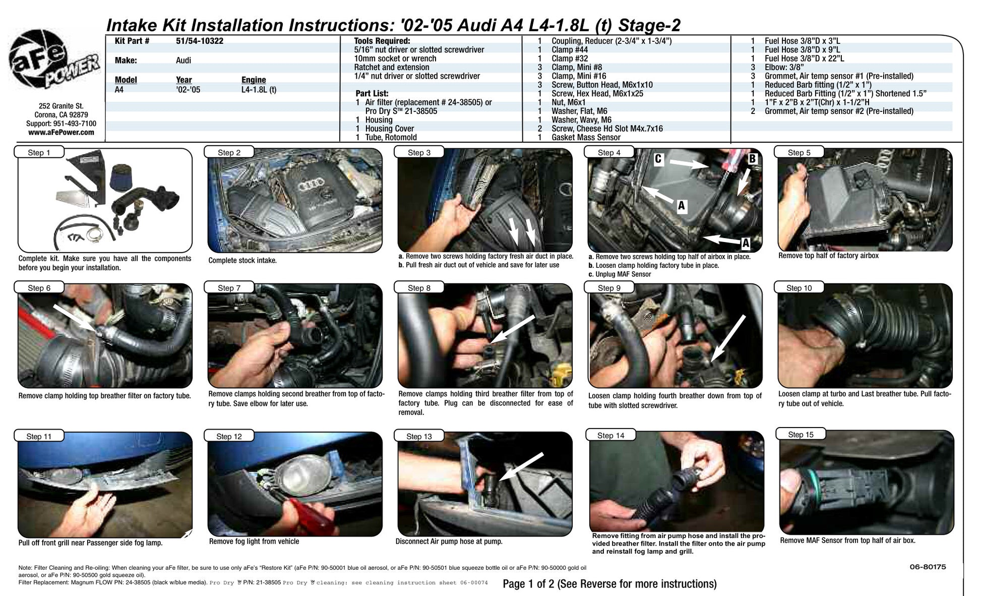 aFe Magnum FORCE Stage-2 Cold Air Intake | Audi A4 (02-05) L4-1.8L (t) (54-10322)