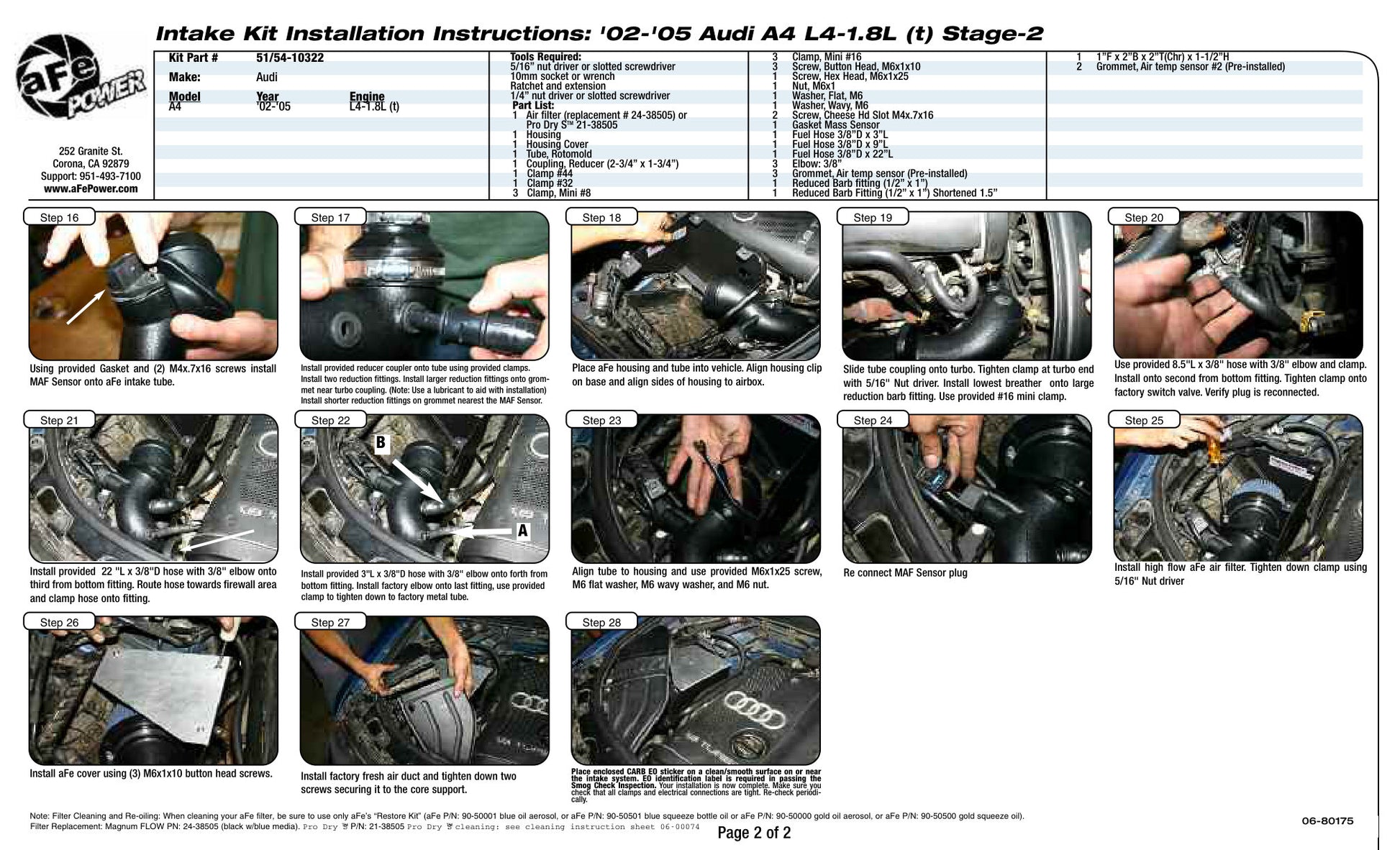 aFe Magnum FORCE Stage-2 Cold Air Intake | Audi A4 (02-05) L4-1.8L (t) (54-10322)