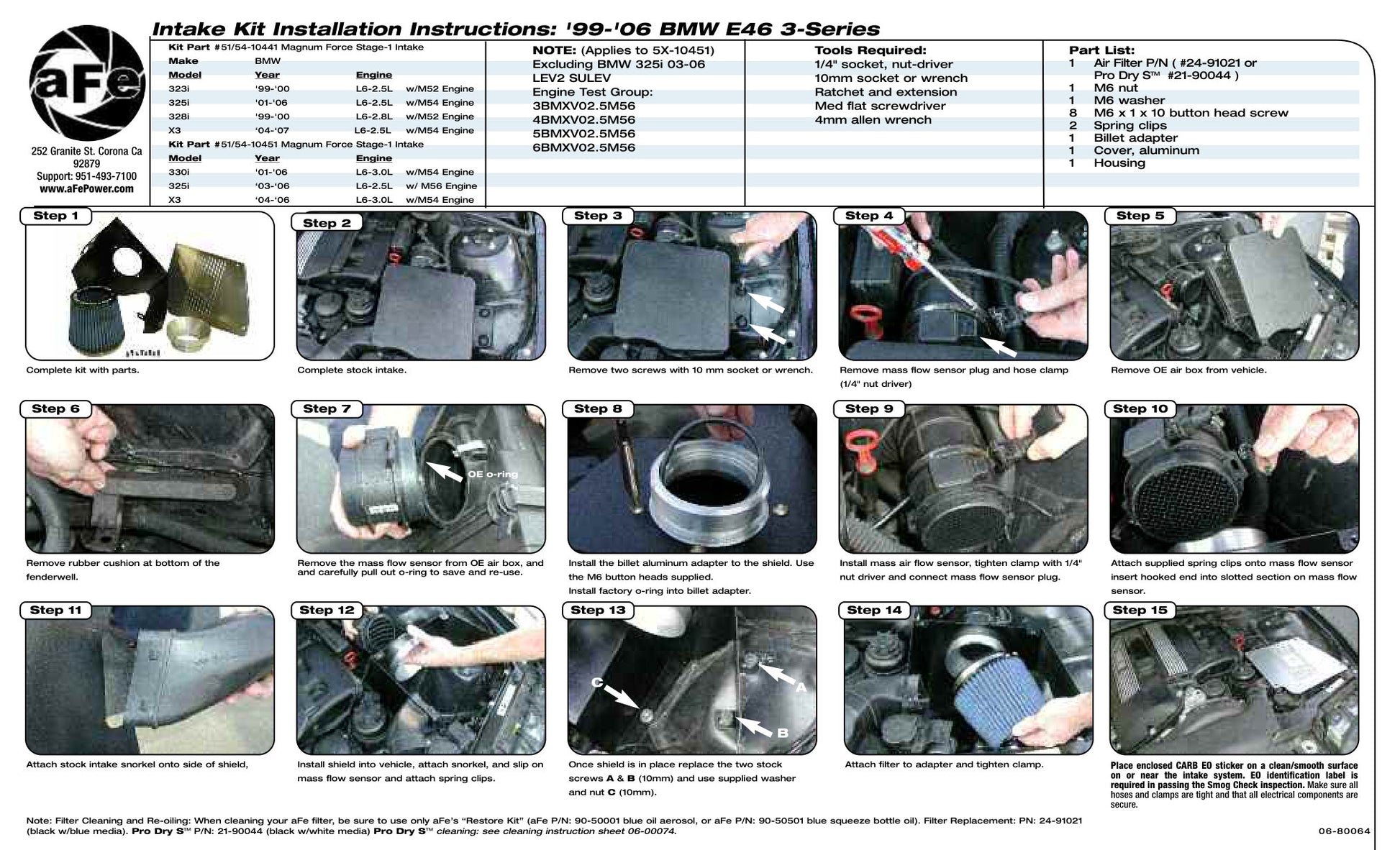 aFe Stage-1 Cold Air Intake BMW 330i (E46) (01-06) (54-10451)