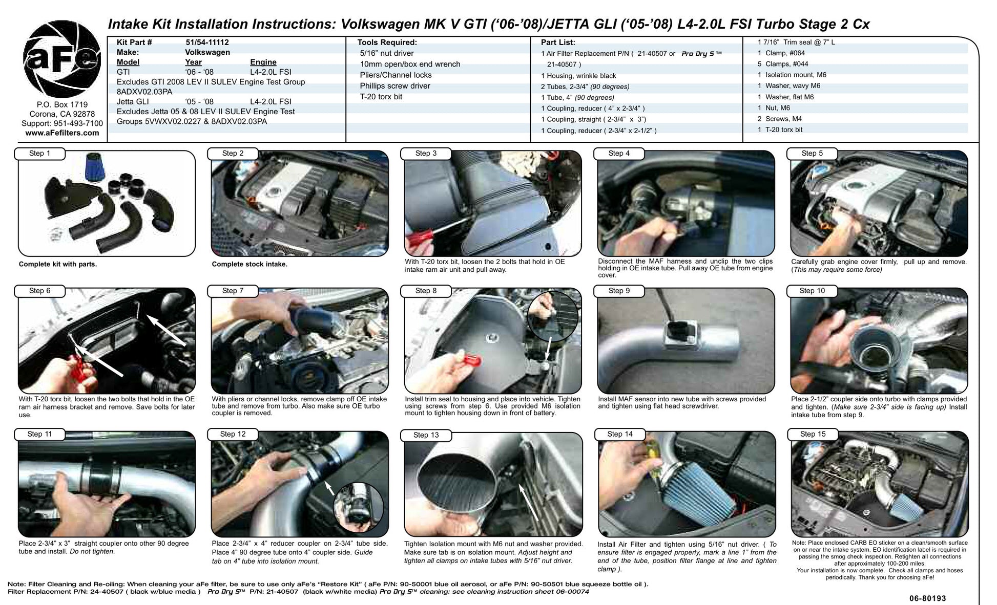 aFe Magnum FORCE Stage-2 Cold Air Intake | VW Jetta/GTI (05-08) L4-2.0L MKV (54-11112)