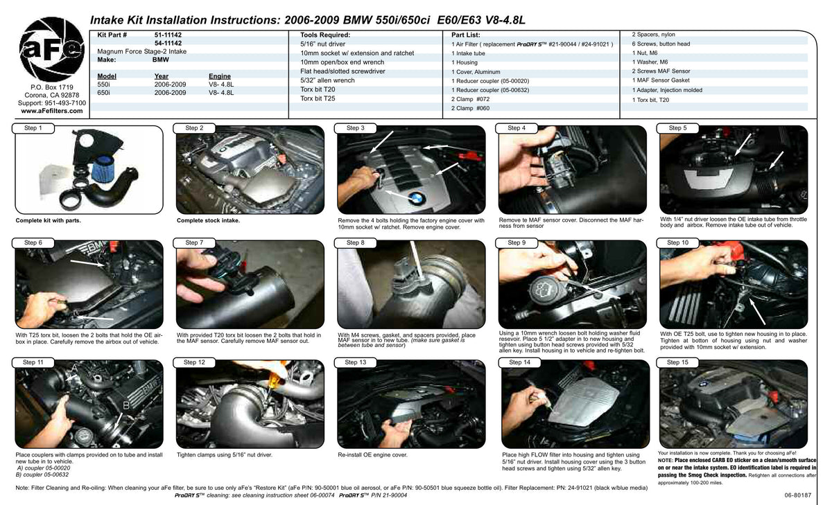 aFe Magnum FORCE Stage-2 Cold Air Intake | BMW 550i/650i (06-09) V8-4.8L (54-11142)