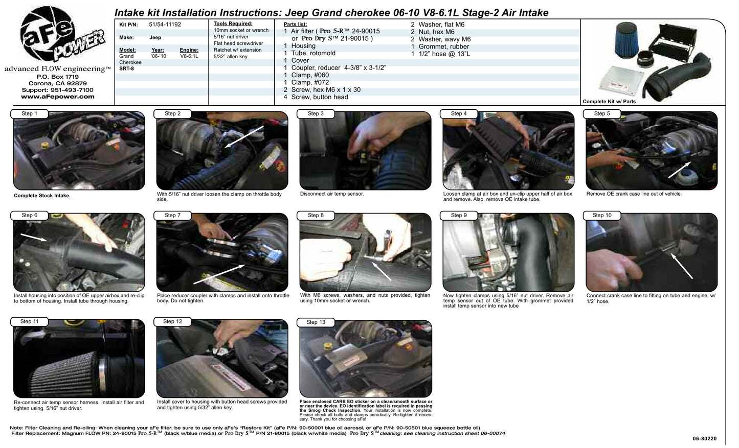 aFe Magnum FORCE Stage-2 Cold Air Intake | Jeep GC SRT8 (06-10) V8-6.1L (54-11192)