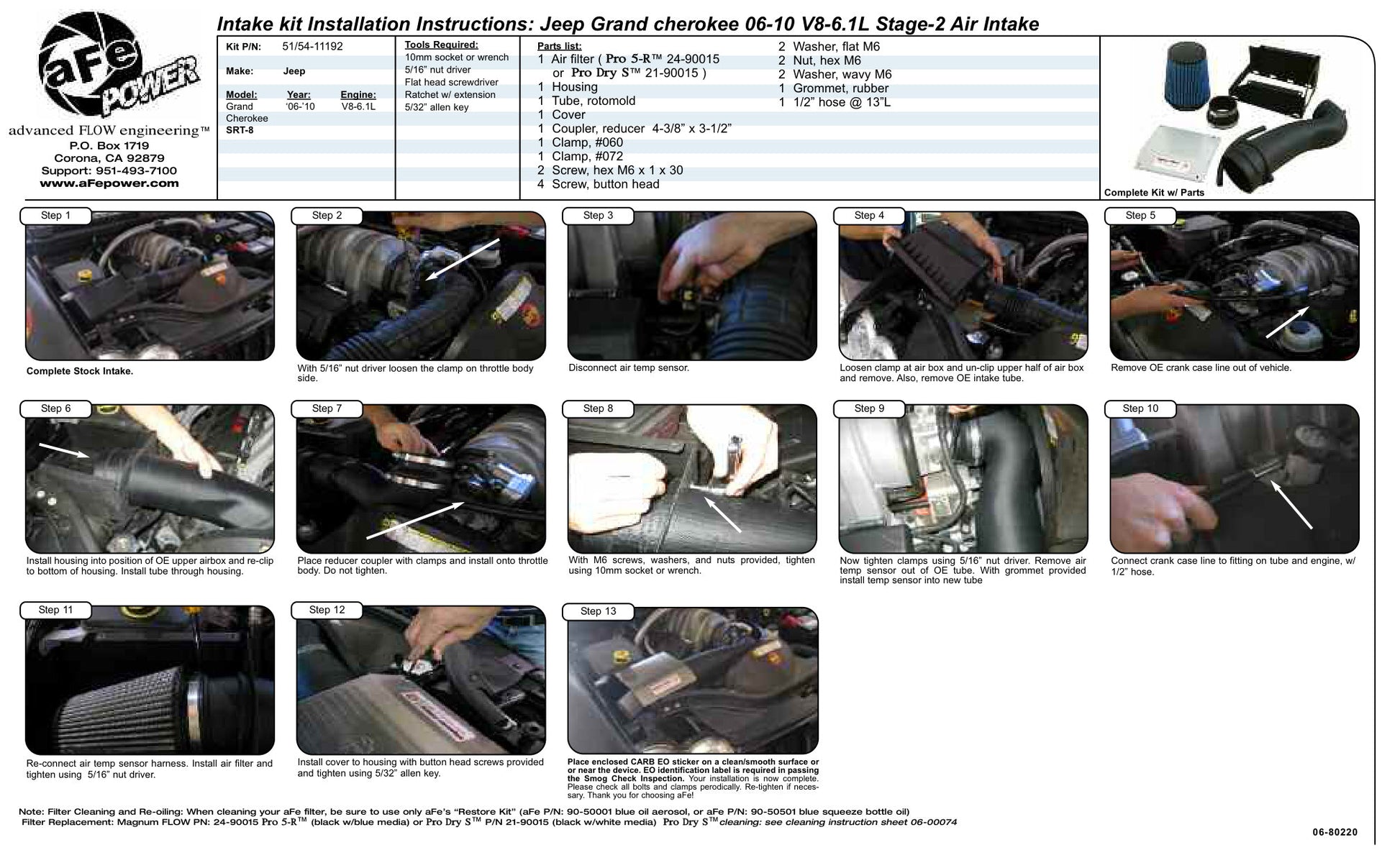 aFe Magnum FORCE Stage-2 Cold Air Intake | Jeep GC SRT8 (06-10) V8-6.1L (54-11192)