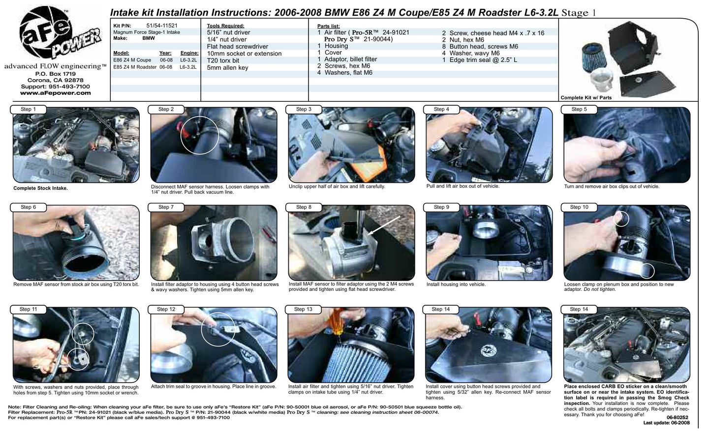 aFe Stage-1 Cold Air Intake | BMW Z4 M (E85/E86) (06-08) (54-11521)
