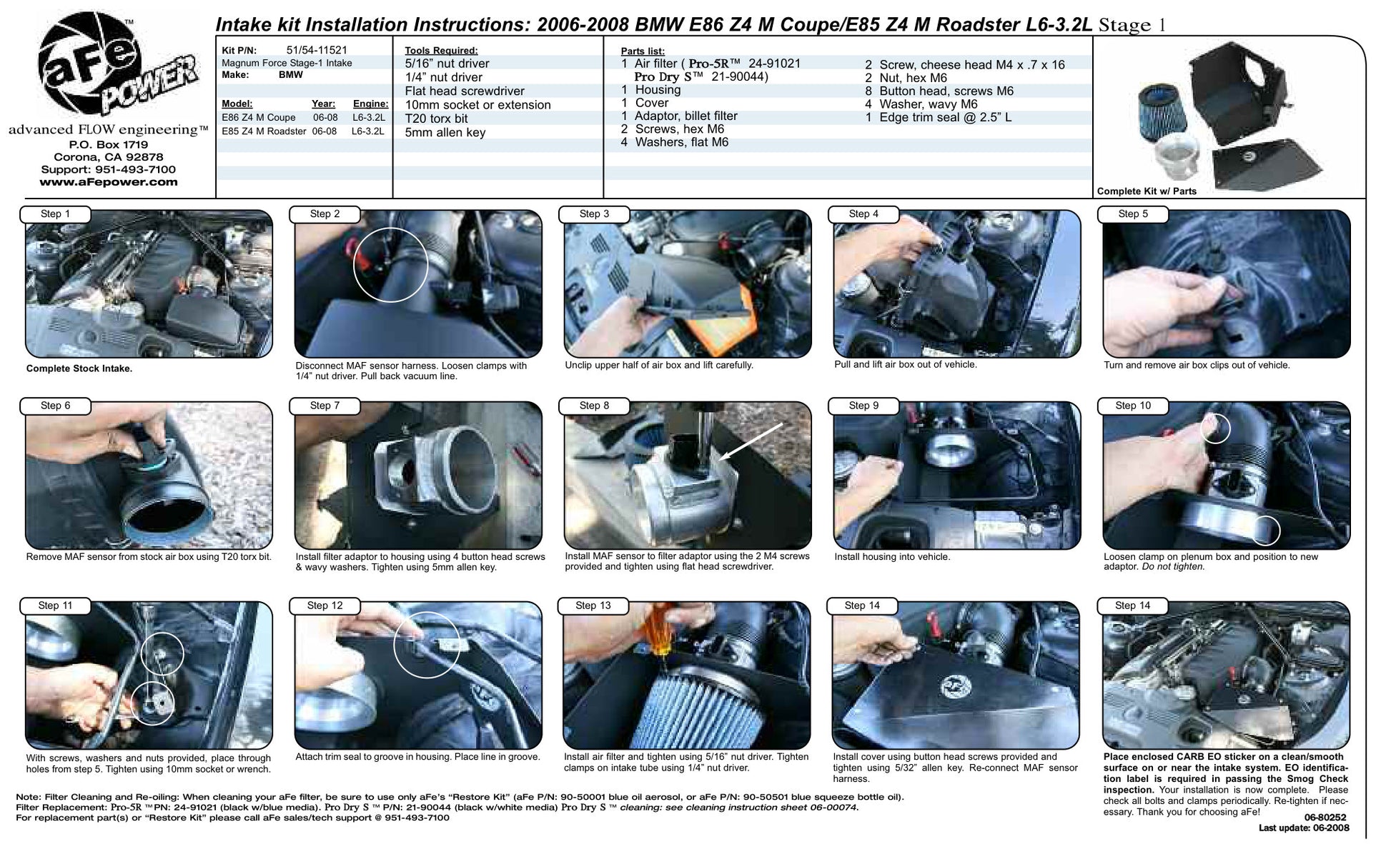 aFe Stage-1 Cold Air Intake | BMW Z4 M (E85/E86) (06-08) (54-11521)