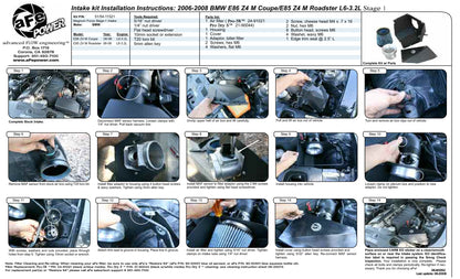 aFe Stage-1 Cold Air Intake | BMW Z4 M (E85/E86) (06-08) (54-11521)