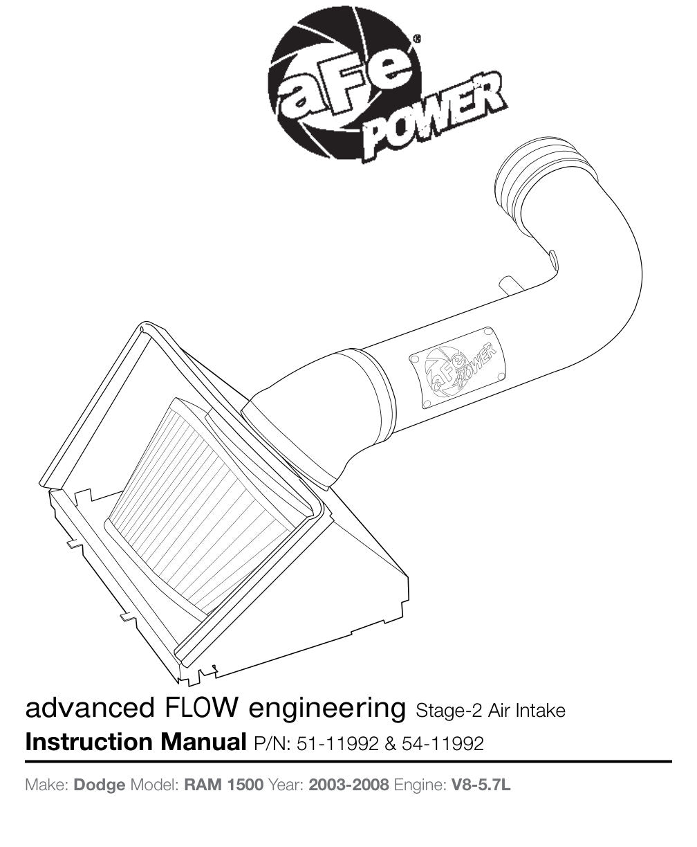aFe Magnum FORCE Stage-2 Cold Air Intake F&R | Dodge Ram 03-08 V8-5.7L (54-11992) (SPF5411992)