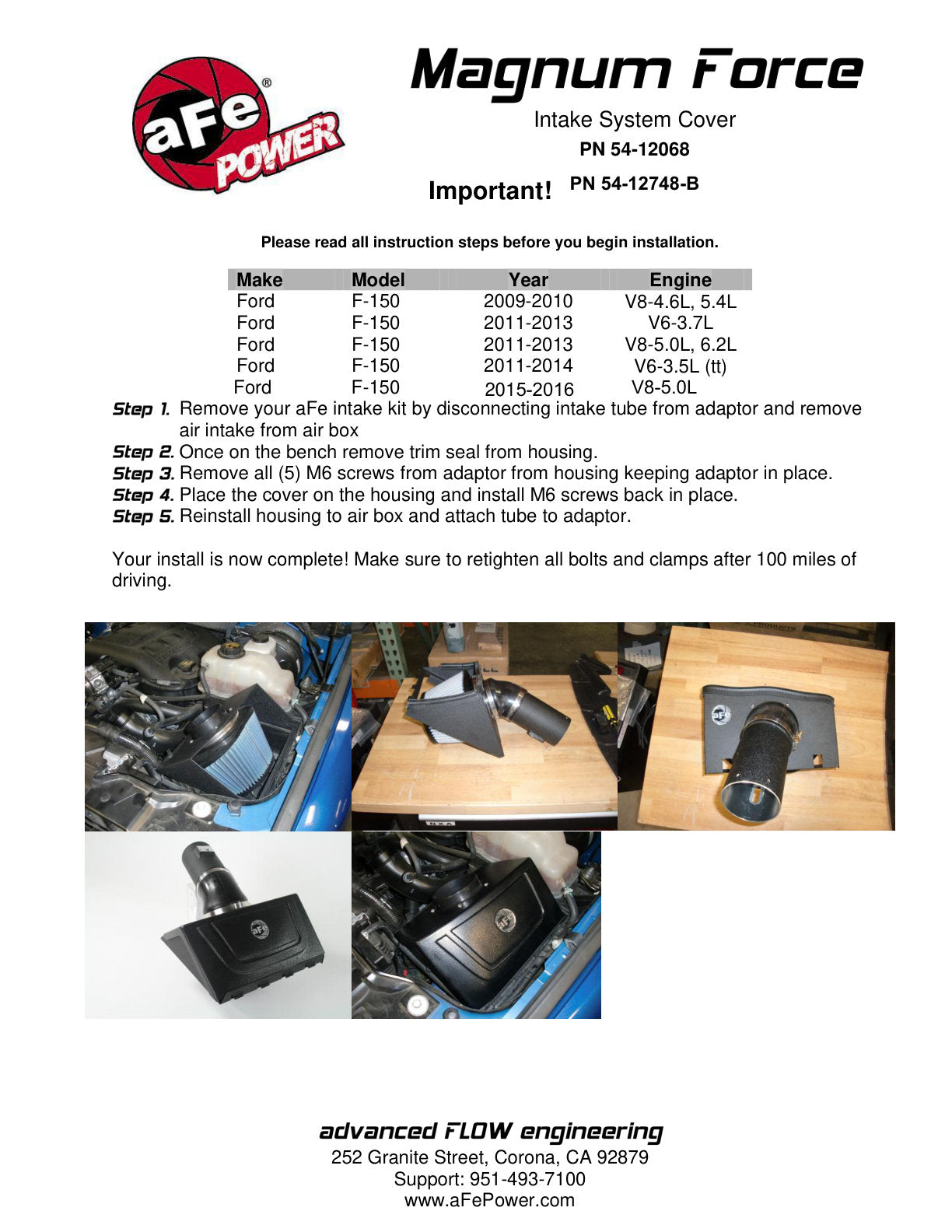 aFe MagnumFORCE Stage-2 Intake Cover | Ford F-150 V6/V8 (09-12) (54-12068)