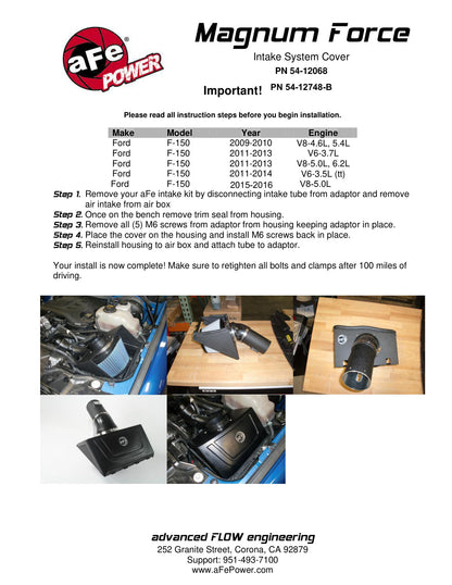 aFe MagnumFORCE Stage-2 Intake Cover | Ford F-150 V6/V8 (09-12) (54-12068)
