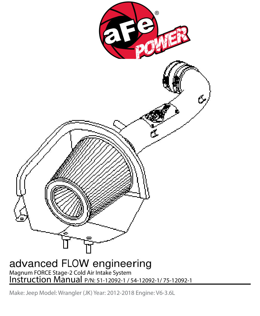aFe Magnum FORCE Stage-2 Cold Air Intake F&R Jeep 2012-17 V6 3.6L 54-12092-1 (54-12092-1)