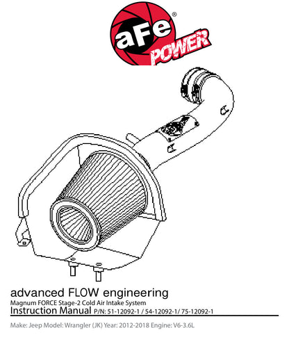 aFe Magnum FORCE Stage-2 Cold Air Intake F&R Jeep 2012-17 V6 3.6L 54-12092-1 (54-12092-1)
