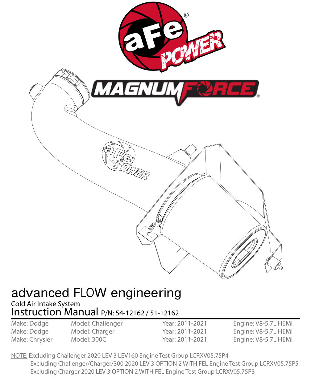 aFe Magnum FORCE Stage-2 Cold Air Intake | Dodge Challenger/Charger/300 V8 5.7L (11-13) (54-12162)