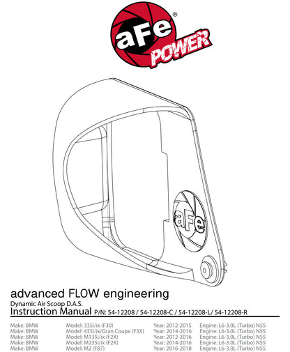 aFe MagnumFORCE Intake Scoop | BMW 335i/335ix (F30) (12-15) (54-12208)