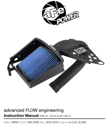 aFe 12-15 BMW 328i F30 L4 3.0L Turbo MagnumFORCE Stage-2 PRO 5R Intake (54-12212)
