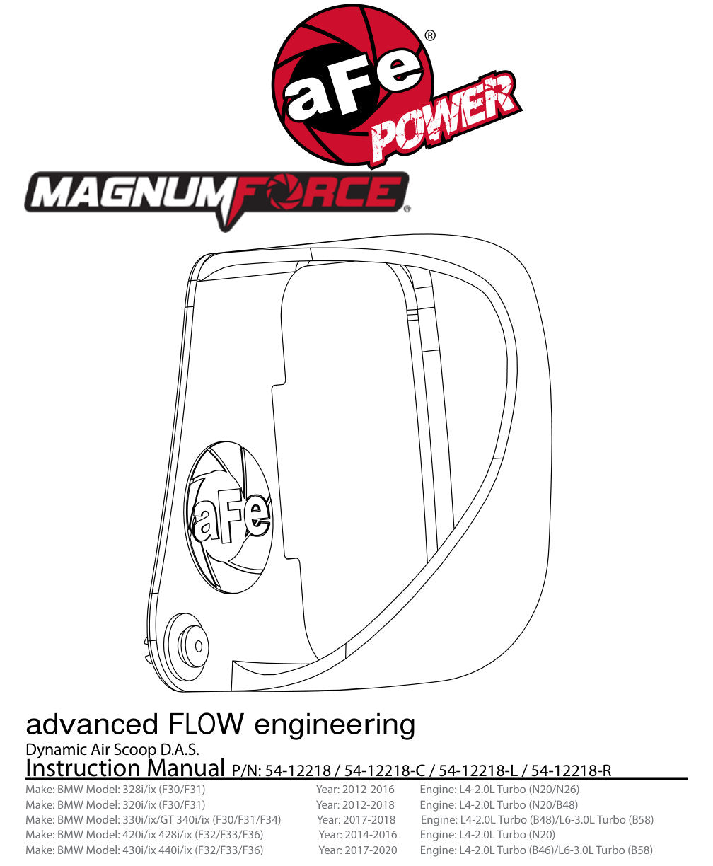 aFe MagnumFORCE Intake Scoop | BMW 328i F30 L4 2.0L Turbo (12-15) (54-12218)