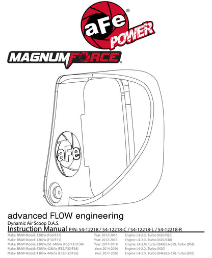 aFe MagnumFORCE Intake Scoop | BMW 328i F30 L4 2.0L Turbo (12-15) (54-12218)