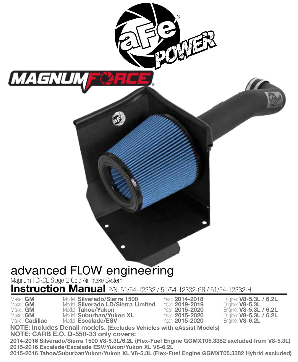 aFe MagnumFORCE Stage-2 CAI w/ Pro 5R & Electric Fan | GM 1500 5.3L/6.2L (14-17) (54-12332)