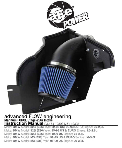 aFe Magnum FORCE Stage-2 Cold Air Intake | BMW 3 Series E36 (92-99) (54-12392)