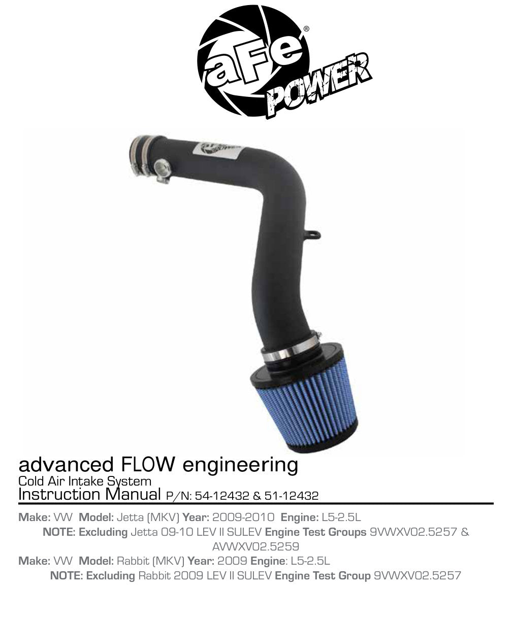 aFe Magnum FORCE Stage-2 Cold Air Intake | VW Jetta/Golf/Rabbit (MKV) (54-12432)