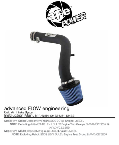 aFe Magnum FORCE Stage-2 Cold Air Intake | VW Jetta/Golf/Rabbit (MKV) (54-12432)