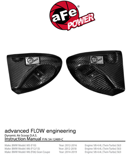 aFe Magnum FORCE Intake System Carbon Fiber Scoops | BMW F10 M5/12-18 M6 (54-12489-C)