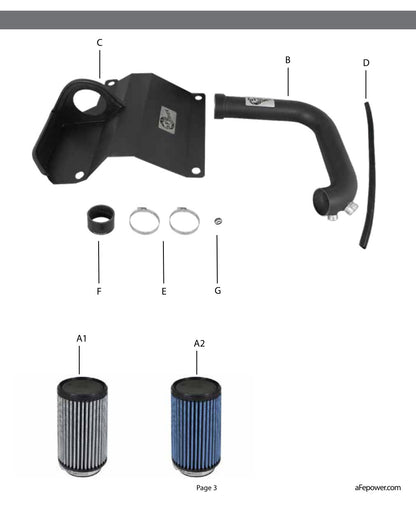 aFe Magnum FORCE Stage-2 Cold Air Intake F&R | VW Jetta/Golf/Passat/Beetle 2.5L (09-14) (54-12492)