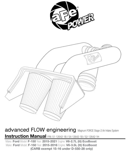 aFe Magnum FORCE Stage-2 Cold Air Intake Ford F-150 (16) V6/V8 (54-12642-1B) | (SPF54126421B)