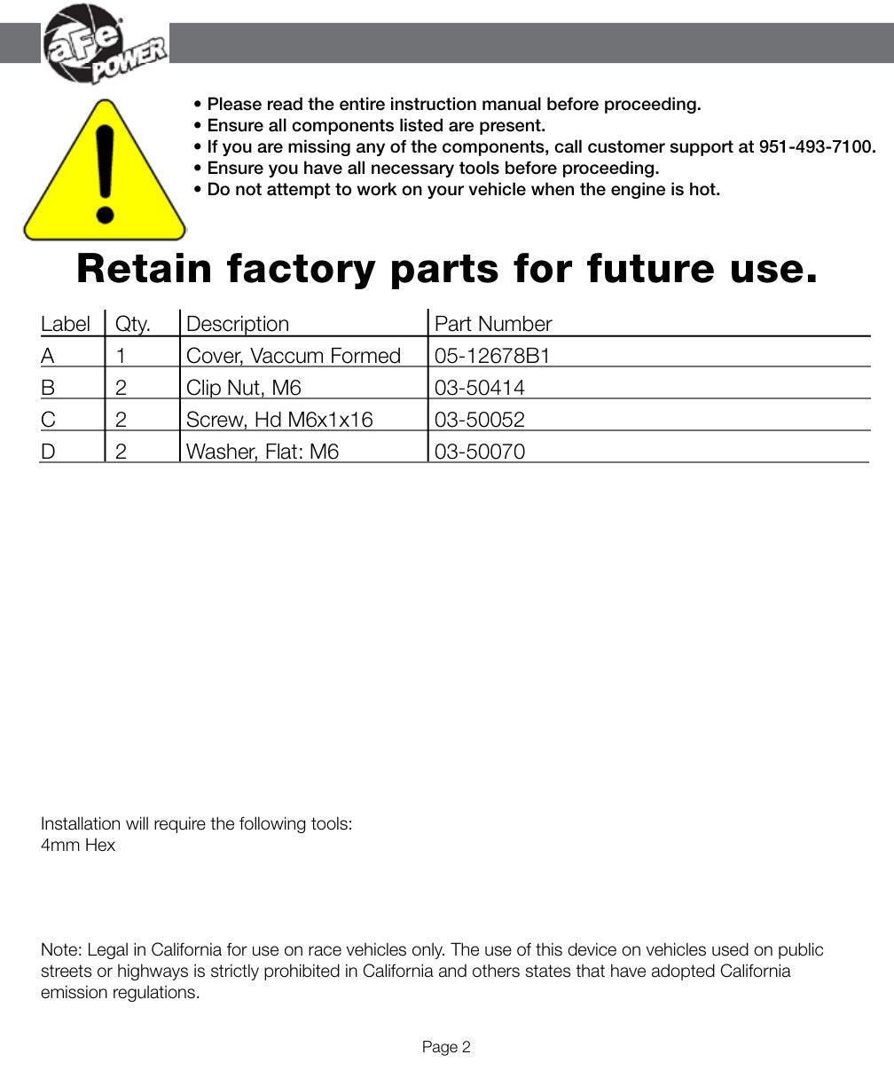 aFe MagnumFORCE Stage-2 P5R Intake Cover | Audi A3/S3 (15) (54-12678-B)