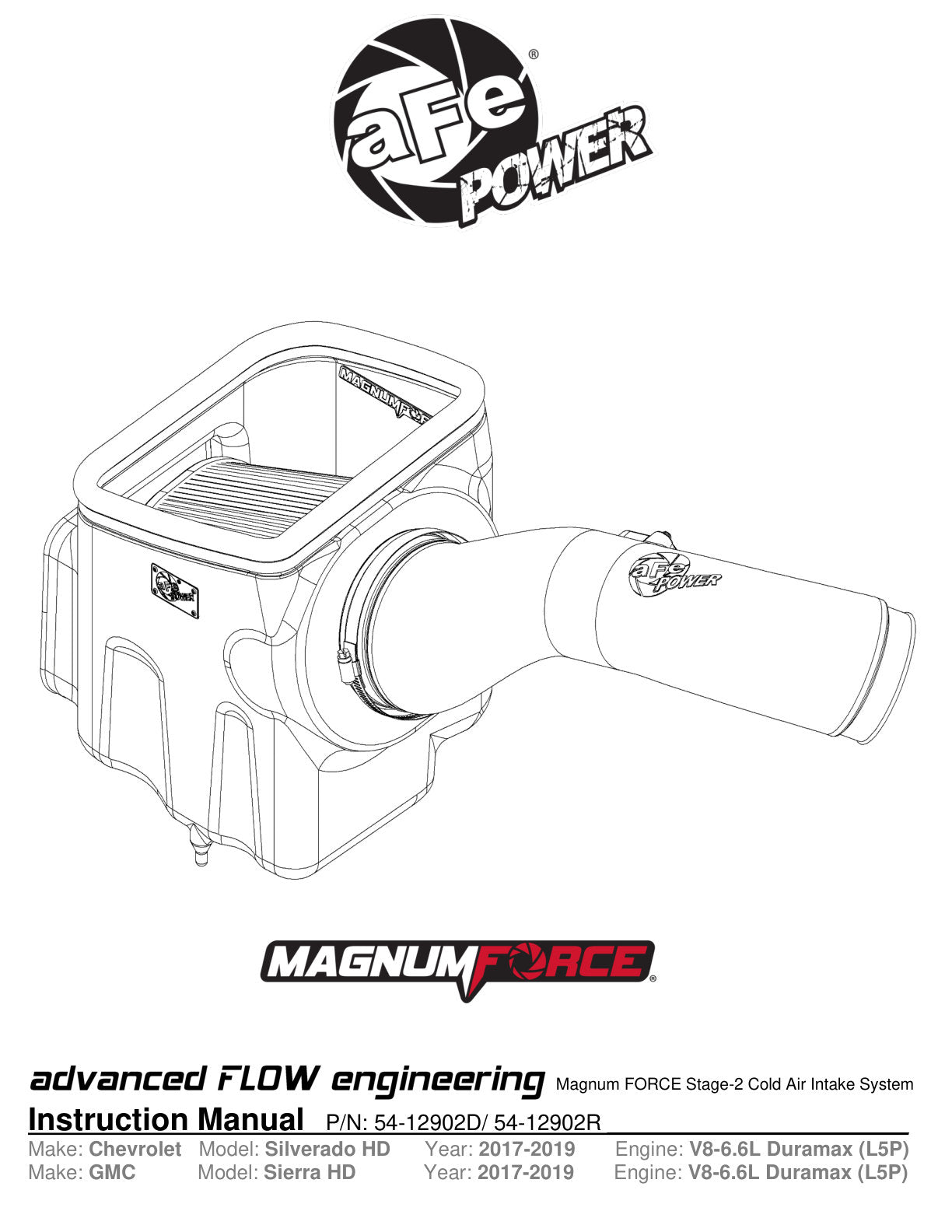 aFe Magnum FORCE Stage-2 Pro 5R Cold Air Intake | GM Silverado/Sierra 2500HD/3500HD (17-19) (54-12902R)