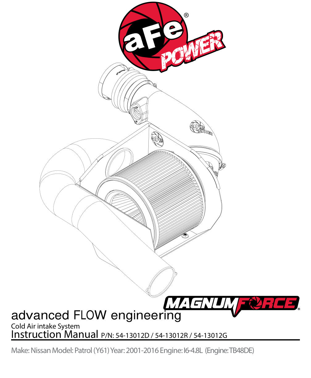 aFe Magnum FORCE Stage-2 Pro-GUARD 7 Cold Air Intake System 01-16 Nissan Patrol (Y61) I6 4.8L