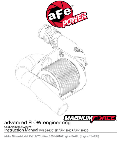 aFe Magnum FORCE Stage-2 Pro-GUARD 7 Cold Air Intake System 01-16 Nissan Patrol (Y61) I6 4.8L