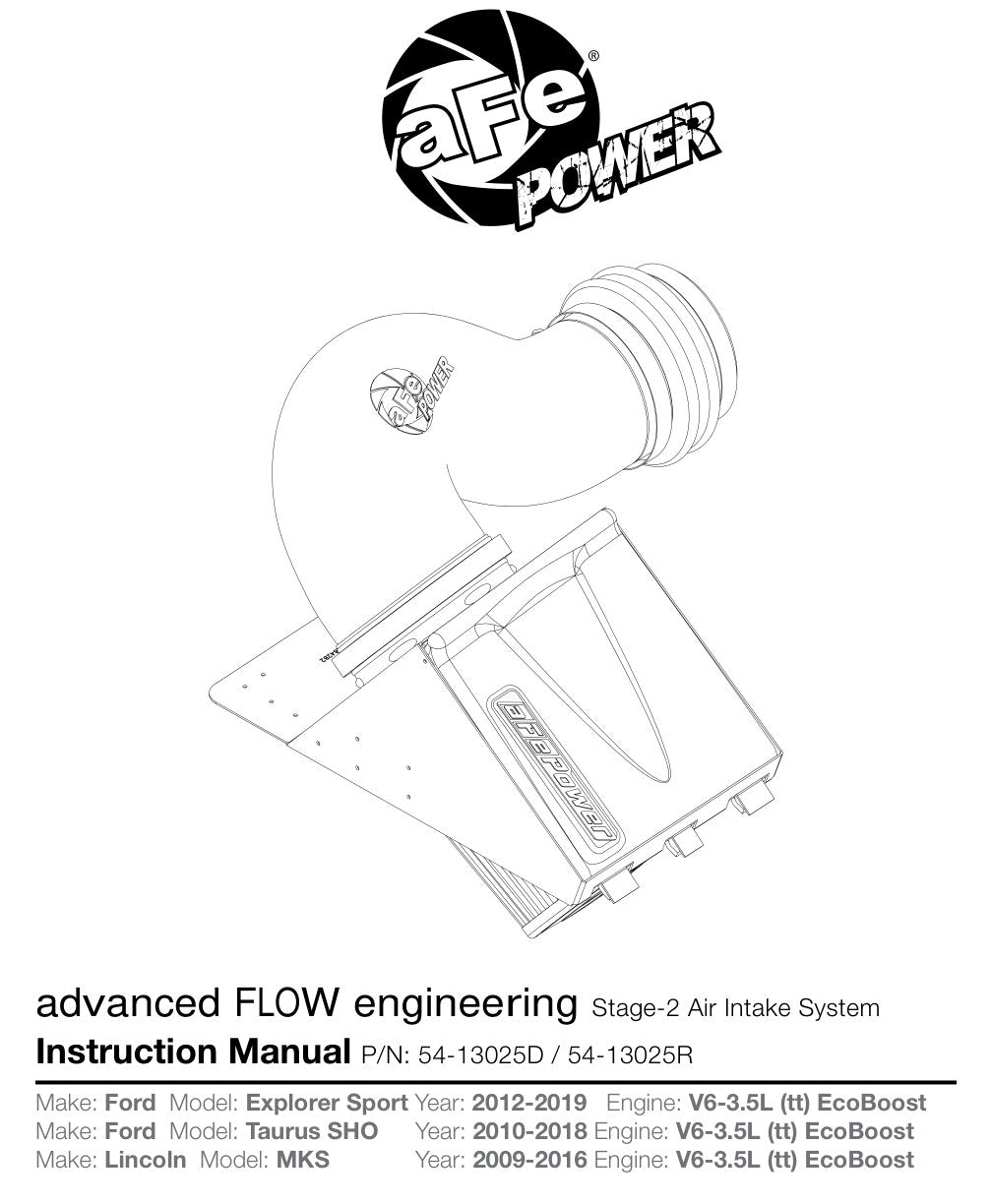 aFe MagnumFORCE Stage-2 Pro 5R Air Intake | Ford Taurus SHO Twin Turbo V6 3.5L (54-13025R)