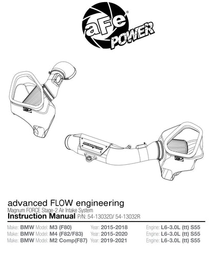 aFe POWER Magnum Force Stage-2 Pro DRY S Cold Air Intake | BMW M3/M4 3.0L (15-19) (54-13032D)