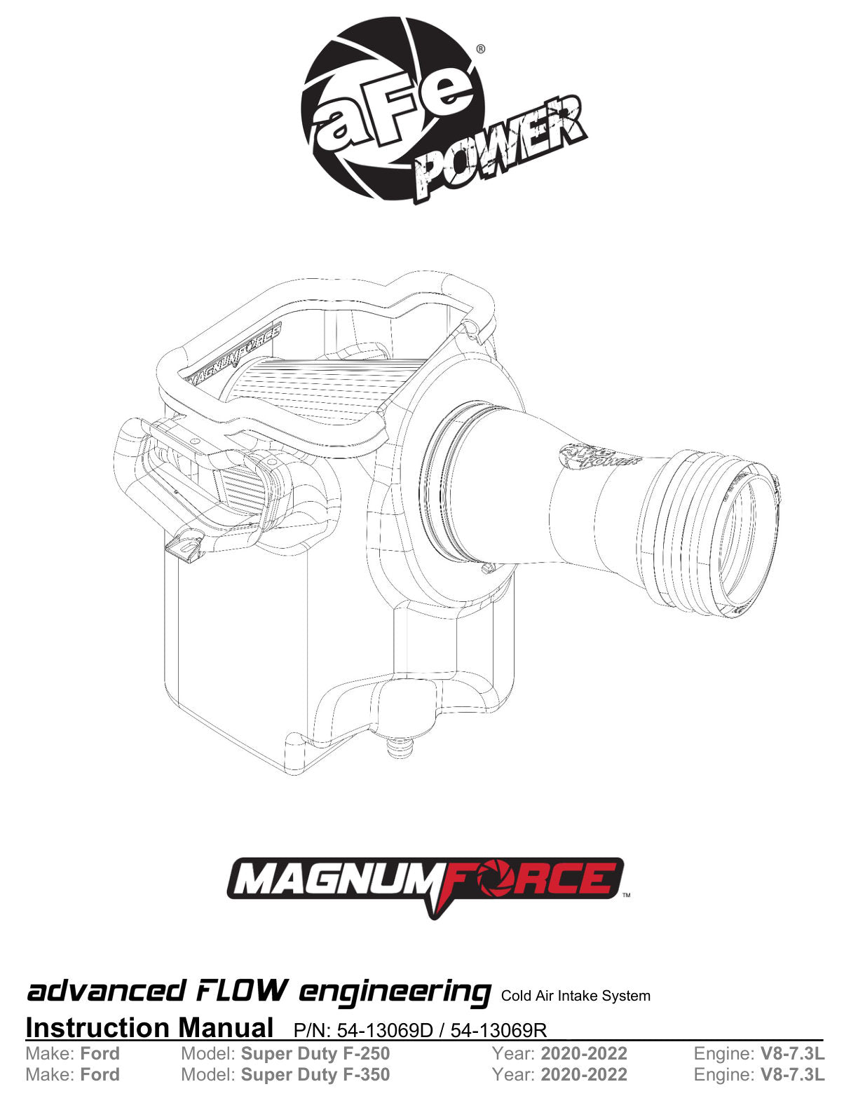 aFe 20-22 F-250/F-350 V8-3.7L Magnum FORCE Stage-2 Intake (54-13069R)