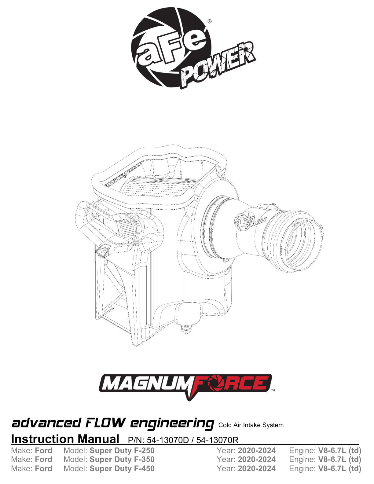 aFe Magnum FORCE Open Element Intake Ford 20-25 F-250/350 6.7L | (54-13070D)