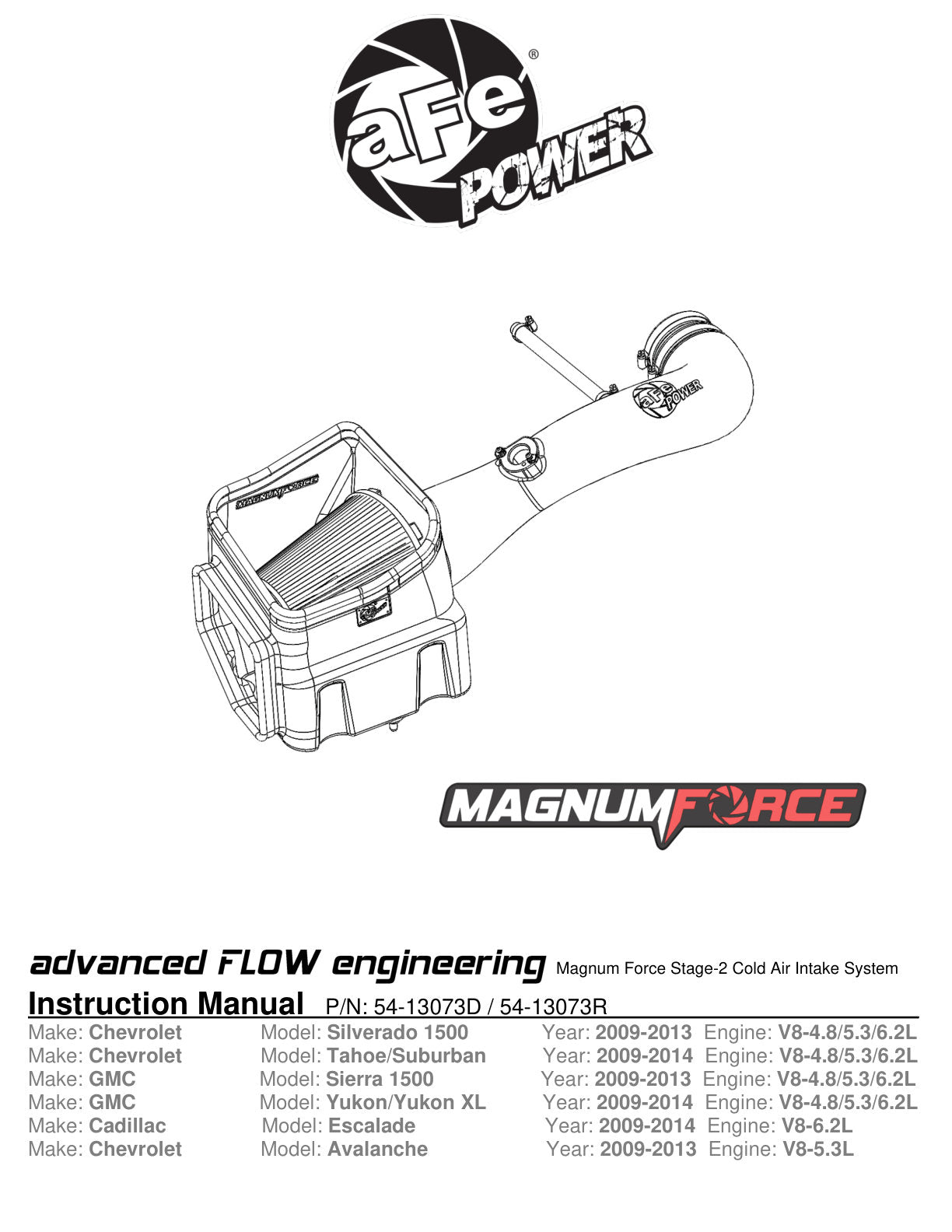 aFe Magnum FORCE Stage-2 Pro DRY S Cold Air Intake | Chevy Silverado/GMC Yukon (09-14) (54-13073D)