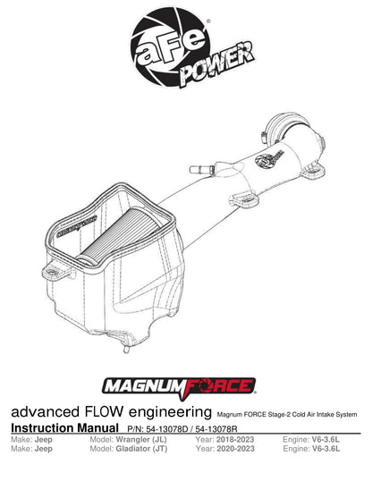 aFe Magnum FORCE Stage-2 Pro 5R Cold Air Intake System | Jeep Wrangler (JL) 18-23 V6-3.6L (54-13078R)