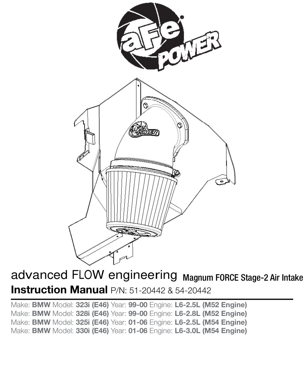 aFe Magnum FORCE Stage-2 Cold Air Intake | BMW 3-Series E46 (99-06) (54-20442) (SPF5420442)